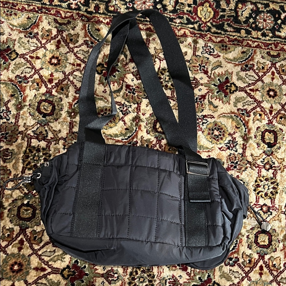 Black Quilted Small Gym Workout Yoga Bag New
